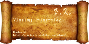 Viszlay Krisztofer névjegykártya